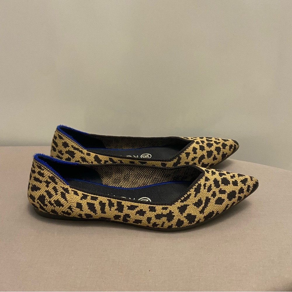 Rothy’s The Point Tan Leopard Ballet Flats Women’s Size 7